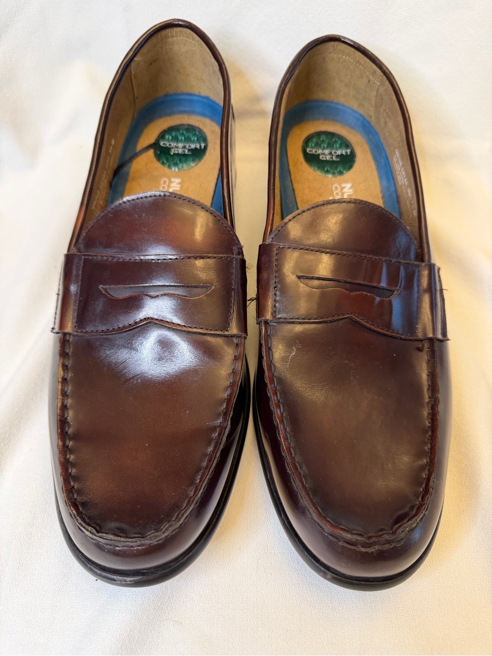 Nunn Bush Men's Burgundy Leather Drexel Comfort Gel Penny Loafers Size 14M